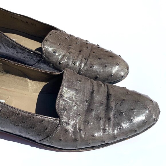 VTG Vero Cuoio Men’s Ostrich Slip On Loafers, Grey 10.5 main image 7